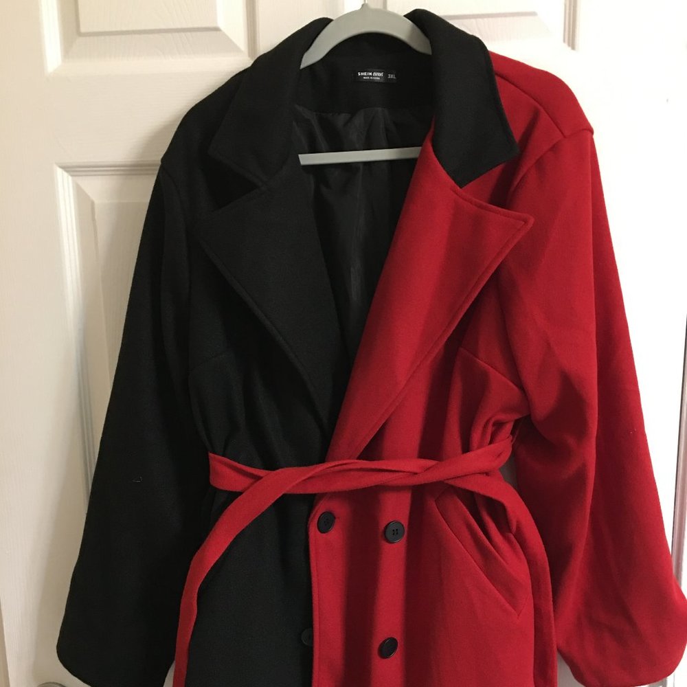 Black And Red Winter Coat Stunning Last One 54 Bust 2X NWT Hd - Picture 2 of 5